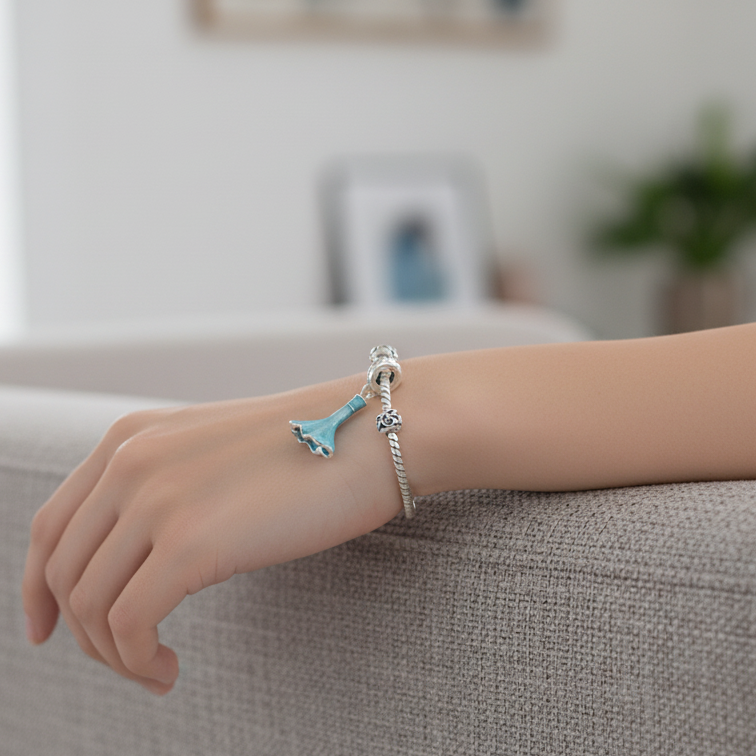 Disney Fishtail Mermaid Charm S925 Hallmarked Sterling Silver Charm