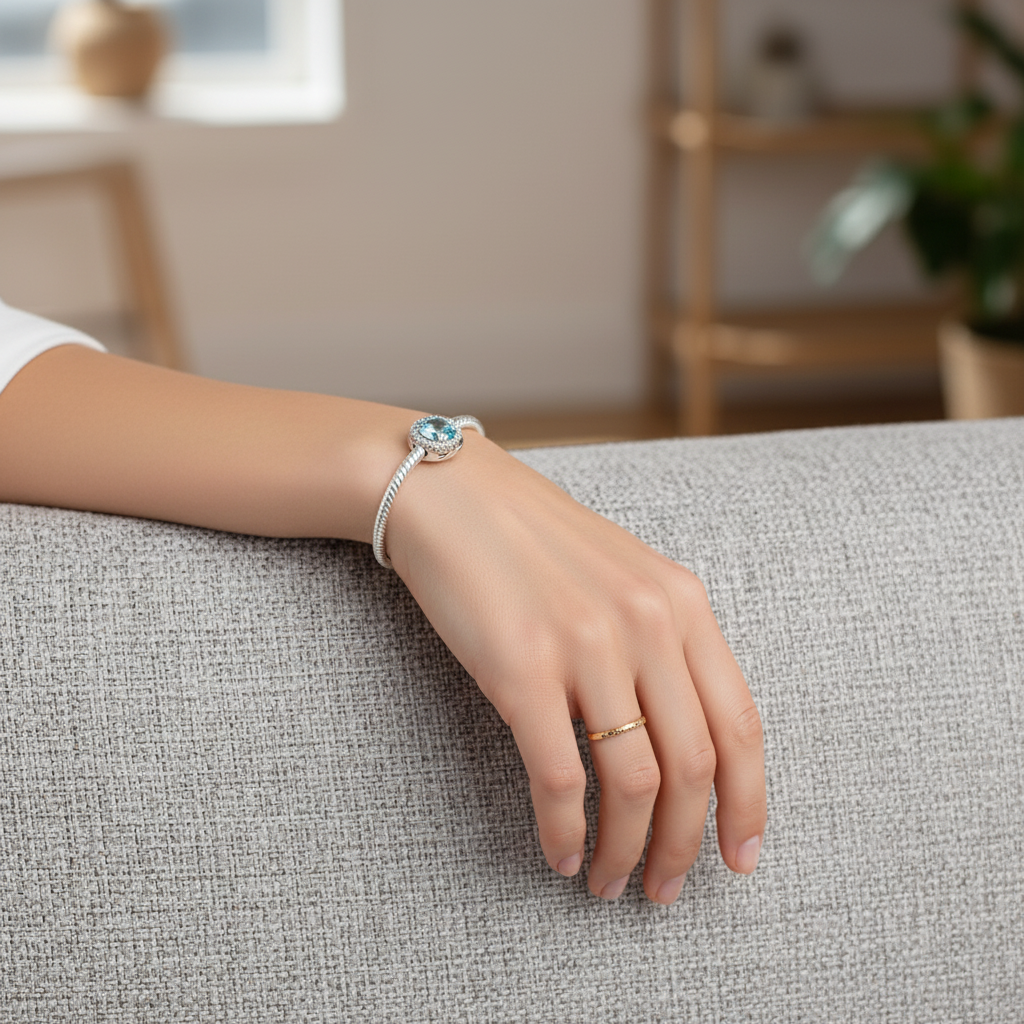 Disney Frozen Winter Crystal Charm Hallmarked S925 Sterling Silver