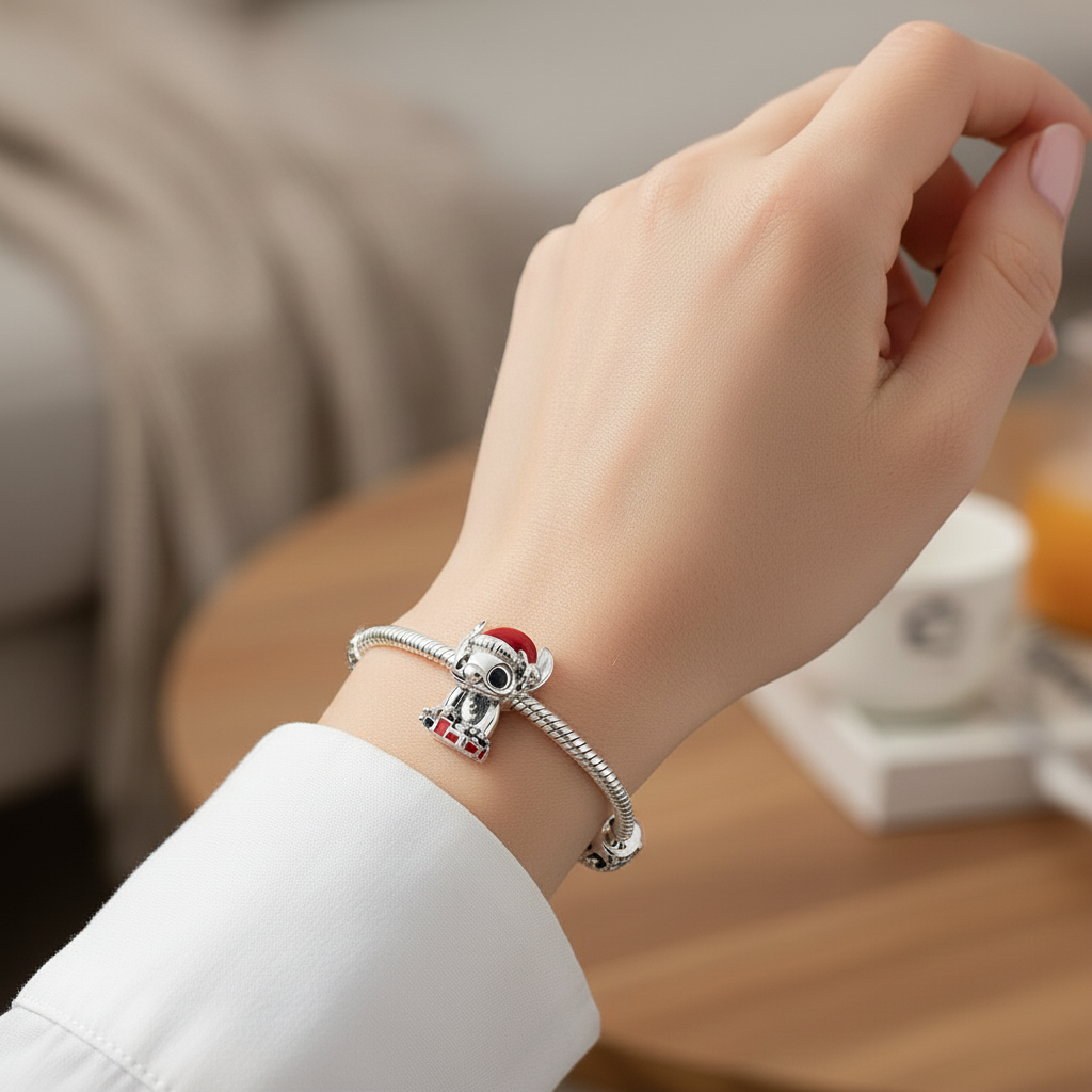 Disney Lilo Christmas Charm Hallmarked S925 Sterling Silver