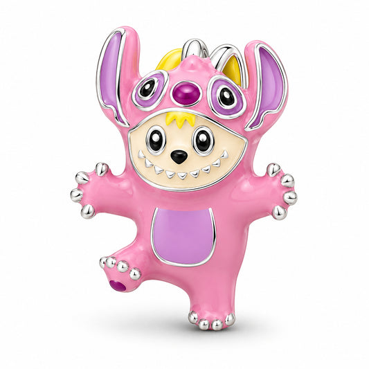 Disney Lilo and Stitch Labubu Angel Charm Hallmarked S925 Sterling Silver