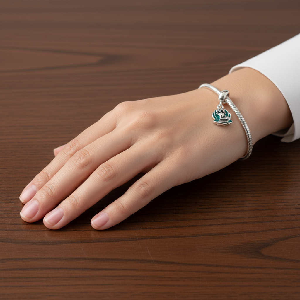 Disney Little Mermaid Ariel & Seashell Dangle Charm Hallmarked S925 Sterling Silver