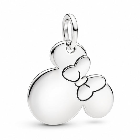 Disney Minnie Mouse Engravable Dangle Charm Hallmarked S925 Sterling Silver