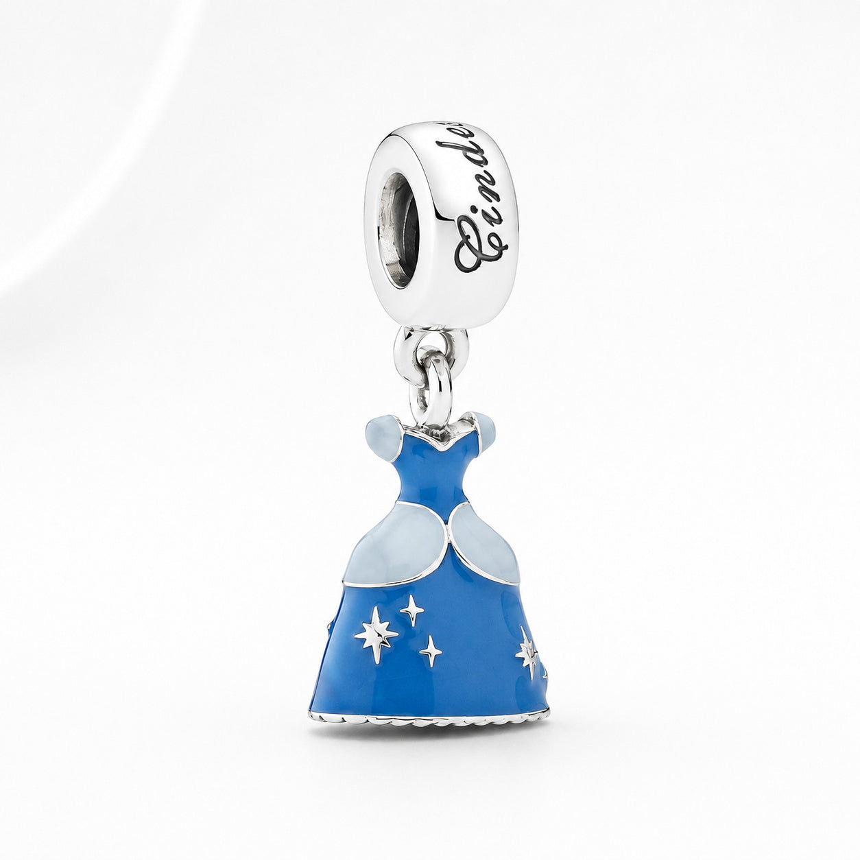 Disney Princess Cinderella Dress Dangle Charm Hallmarked S925 Sterling Silver