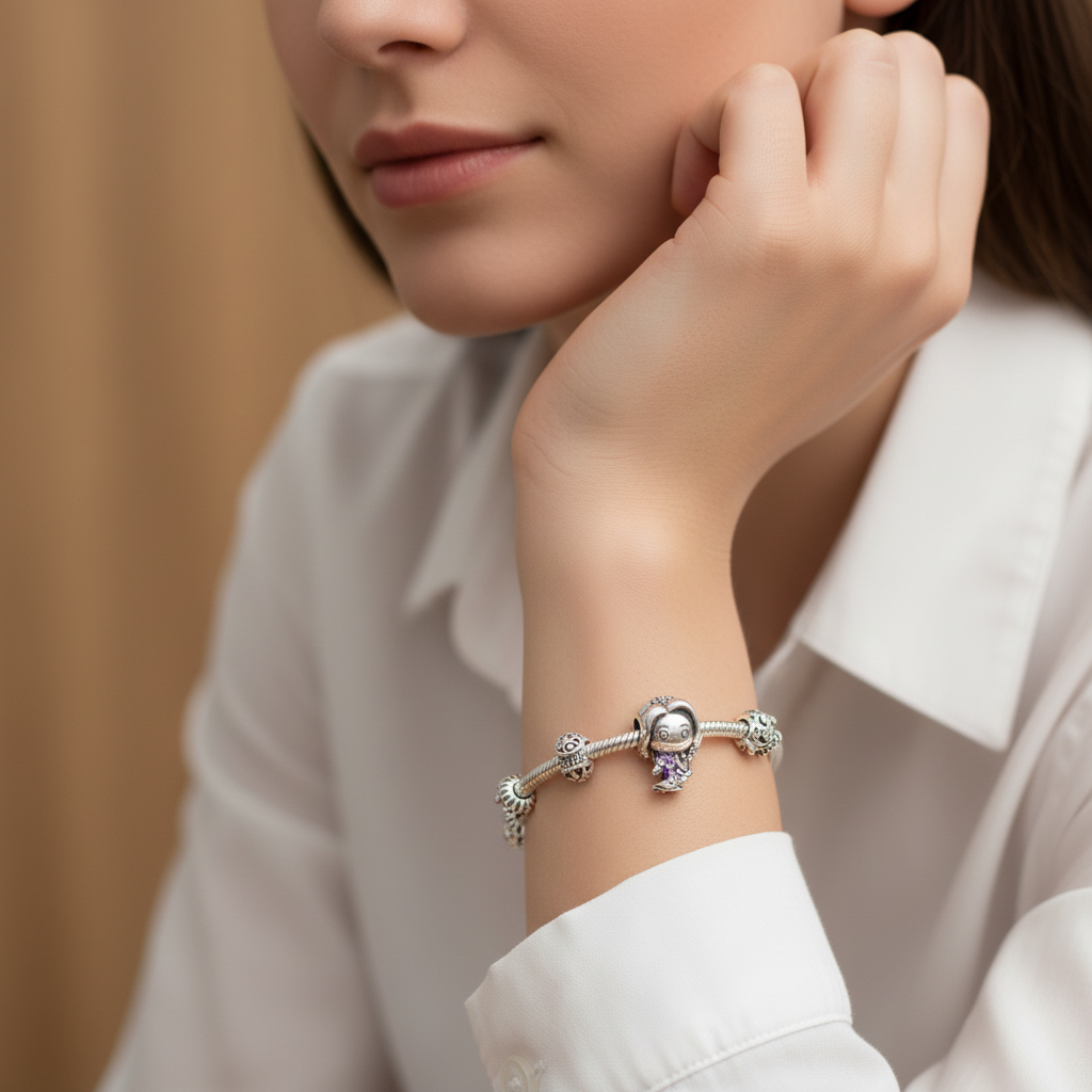 Disney Princess Rapunzel Charm Hallmarked S925 Sterling Silver