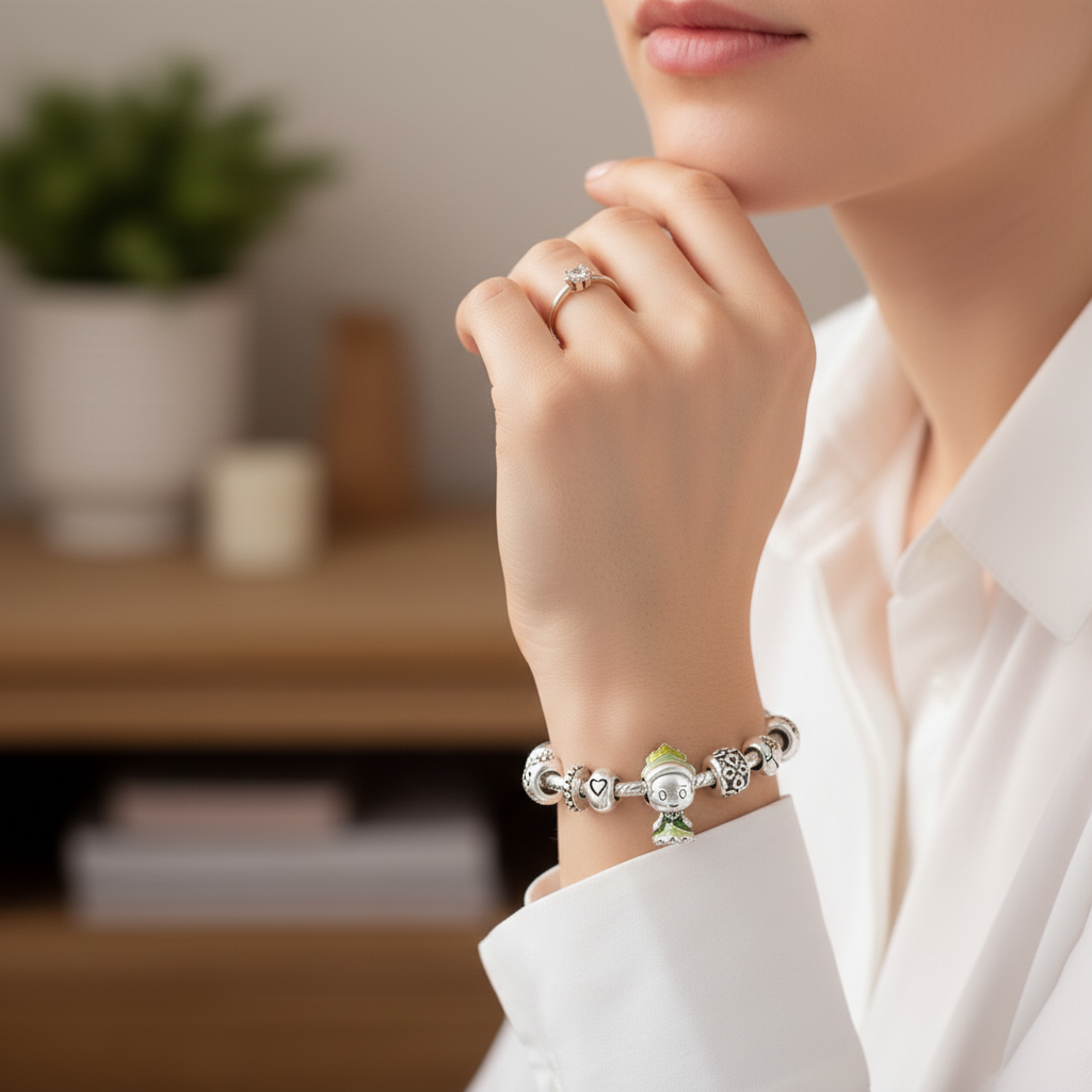 Disney Princess Tiana Charm Hallmarked S925 Sterling Silver