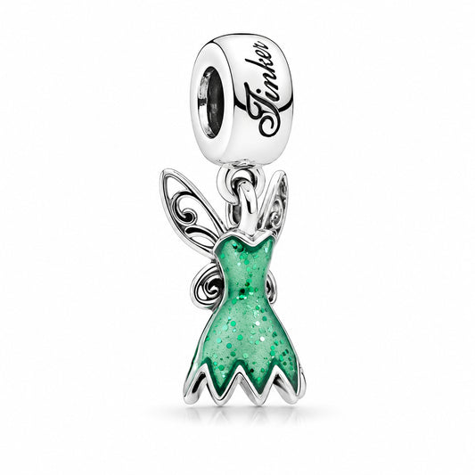 Disney Princess Tinkerbell Dress Dangle Charm S925 Sterling Silver