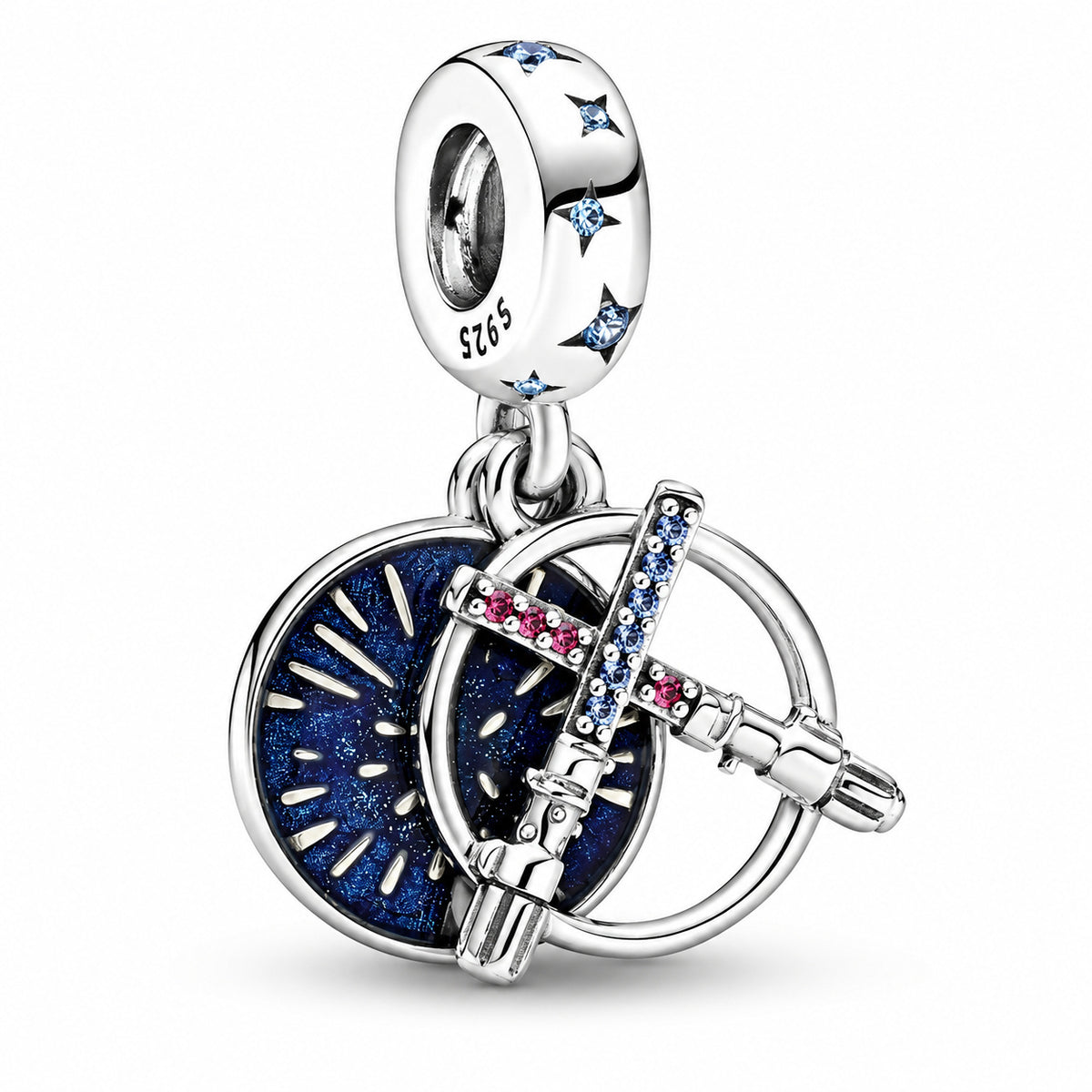 Disney Star War Lightsabre Double Dangle Charm S925 Sterling Silver