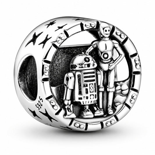 Disney Star War R2-D2 & C-3PO Charm Hallmarked S925 Sterling Silver