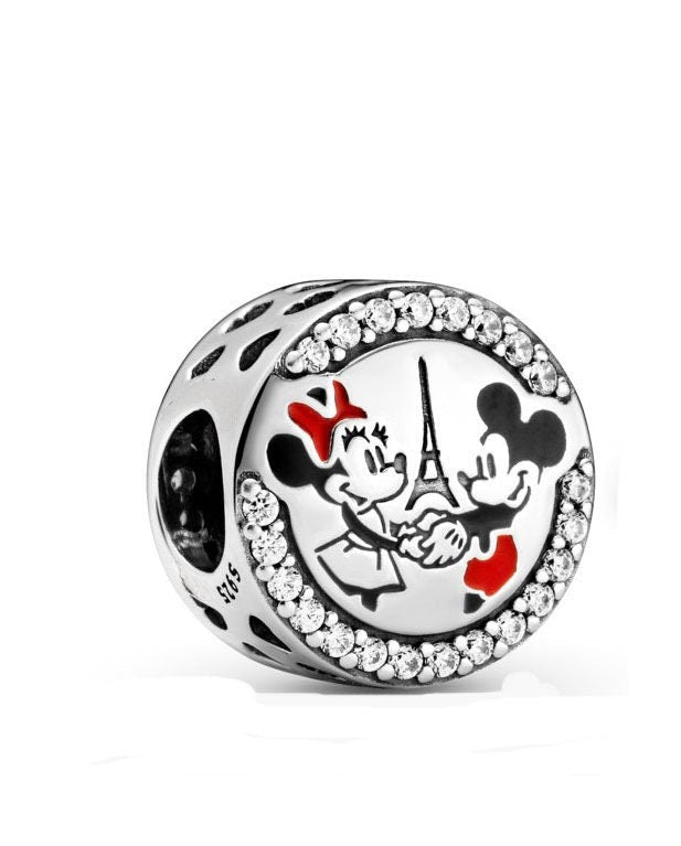 Disneyland Mickey Minnie Paris Charm S925 Sterling Silver