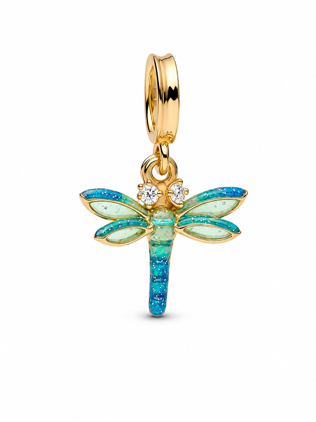 Dragonfly Double Dangle Charm Hallmarked S925 Sterling Silver