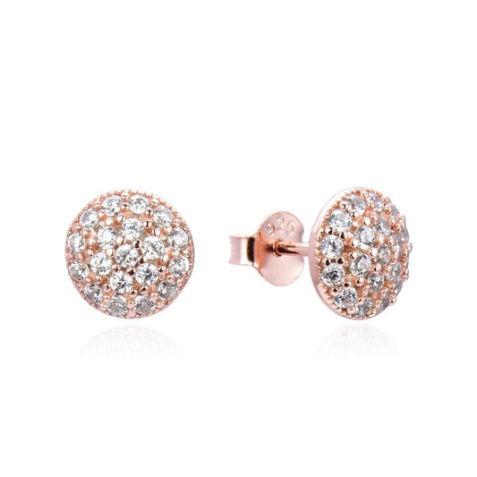 Pave Sterling Silver Rose gold stud Earrings