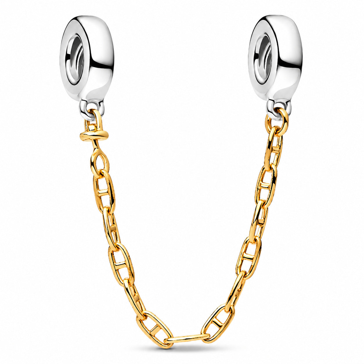 Elongated Safety Chain Charm Hallmarked S925 Sterling Silver