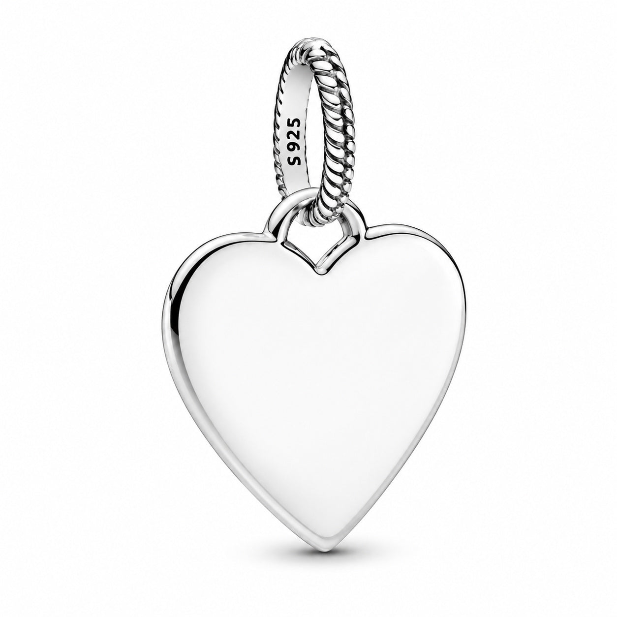Engravable Heart Dangle Charm Hallmarked S925 Sterling Silver
