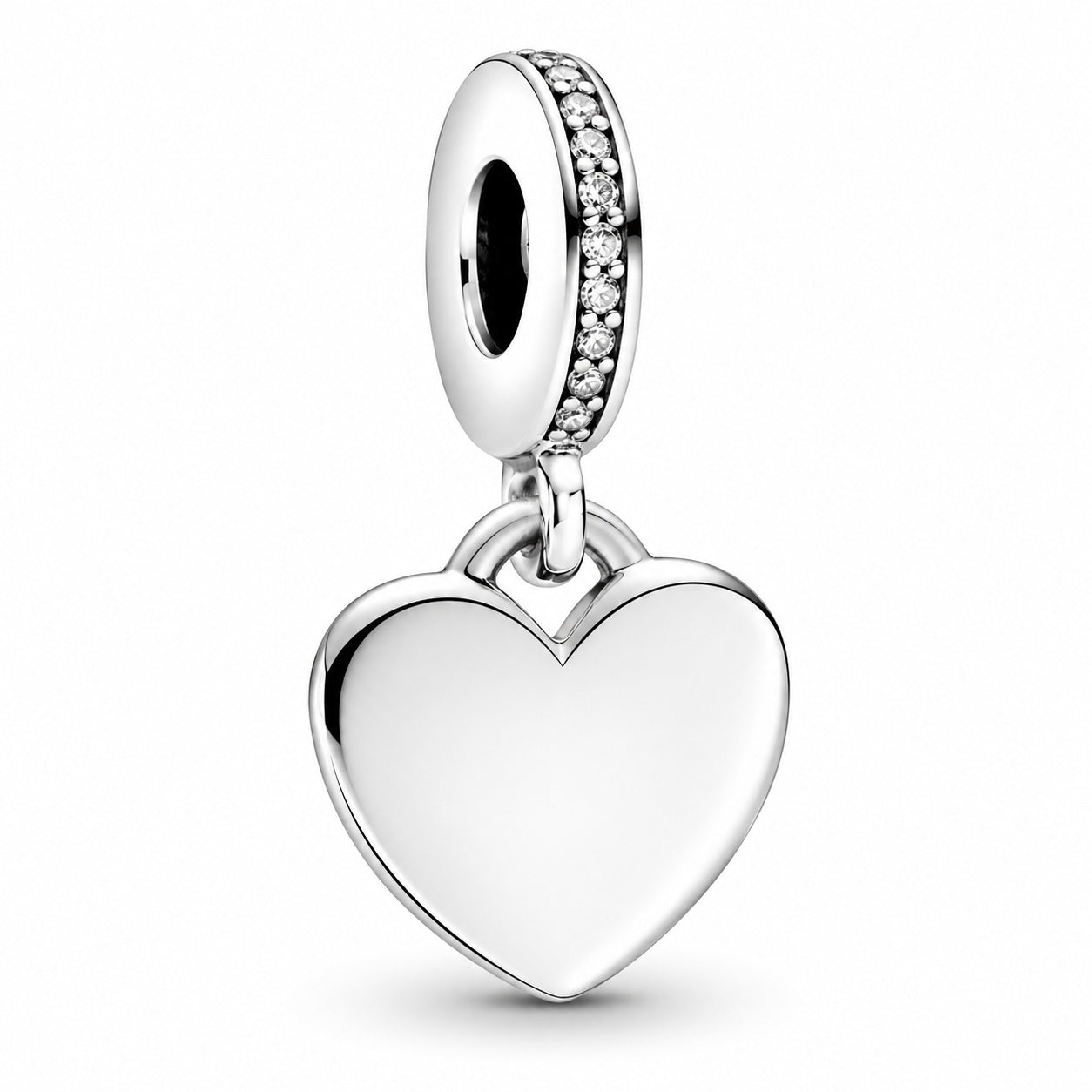 Engravable Love Heart Dangle Charm Hallmarked S925 Sterling Silver