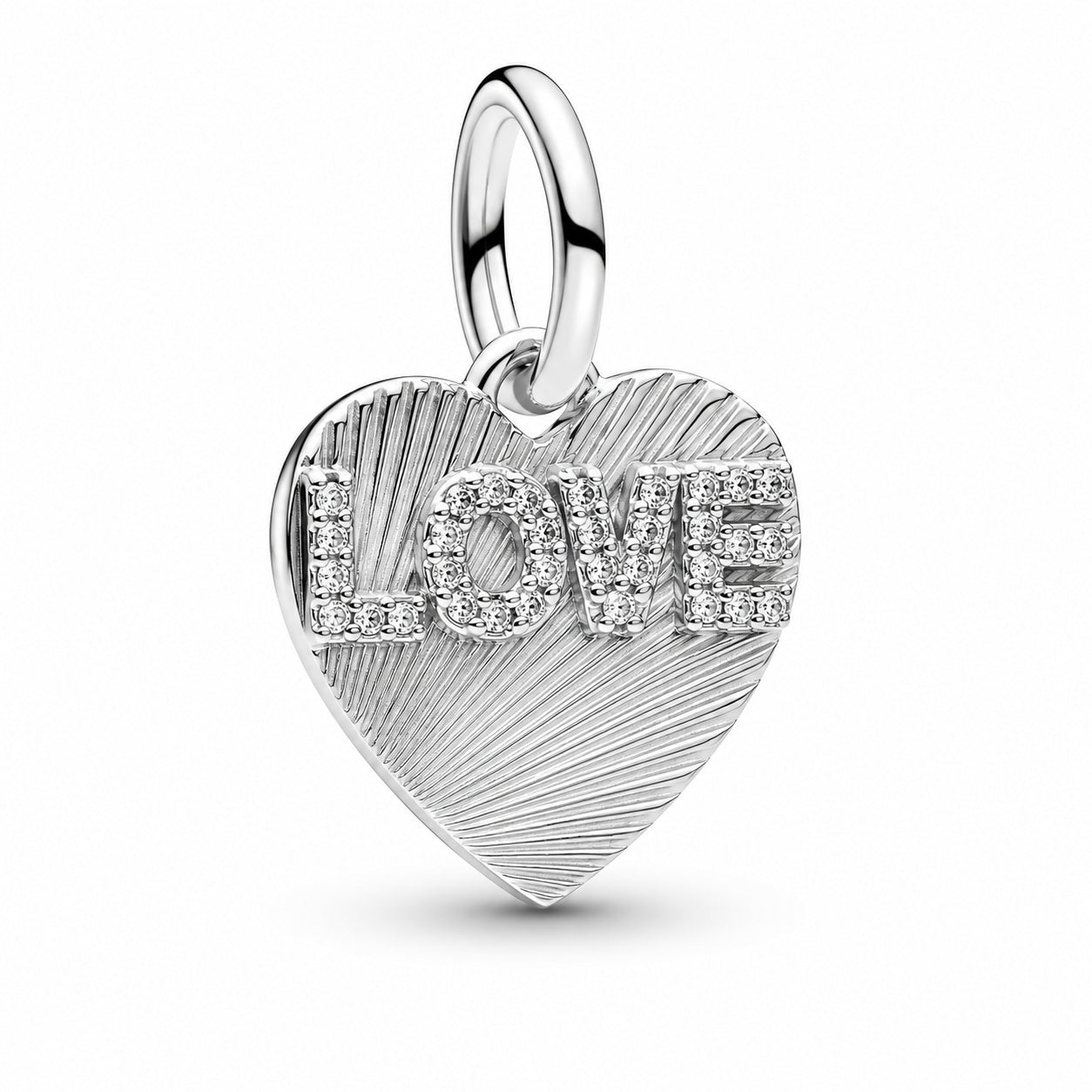Engravable Love Heart Dangle Charm Hallmarked S925 Sterling Silver