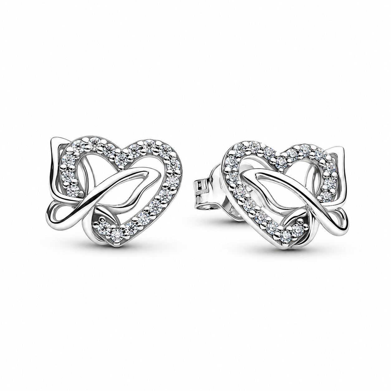 Entwined Heart & Butterfly Stud Earrings