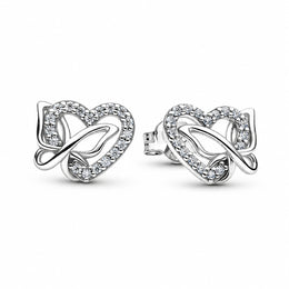 Entwined Heart & Butterfly Stud Earrings