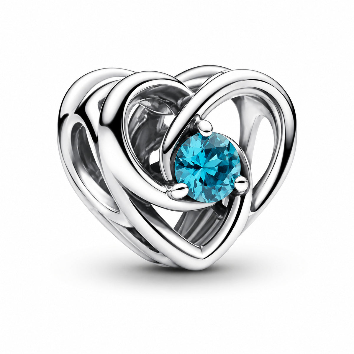 Entwined Heart & Stones Charm S925 Sterling Silver