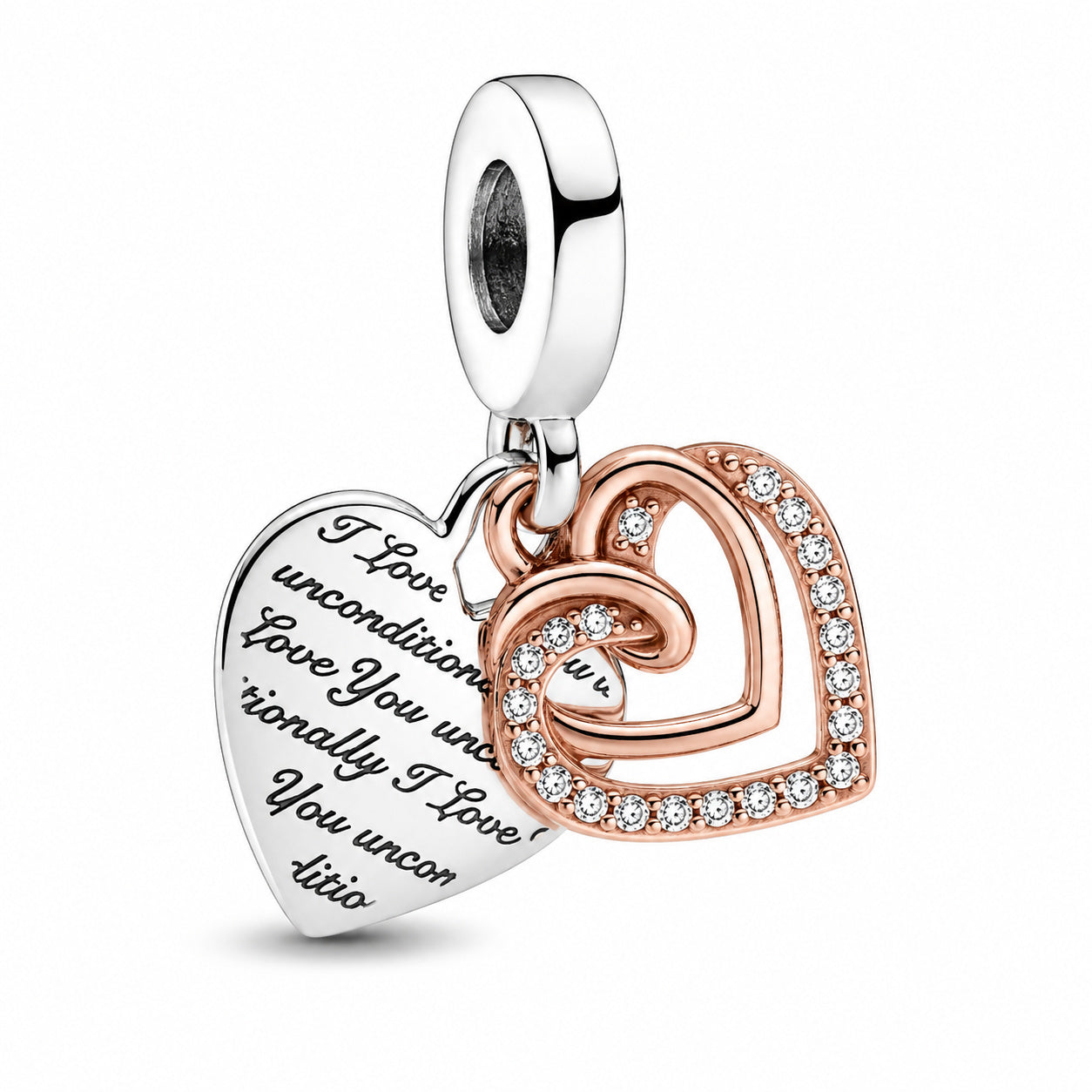 Entwined Hearts Double Dangle S925 Sterling Silver Charm
