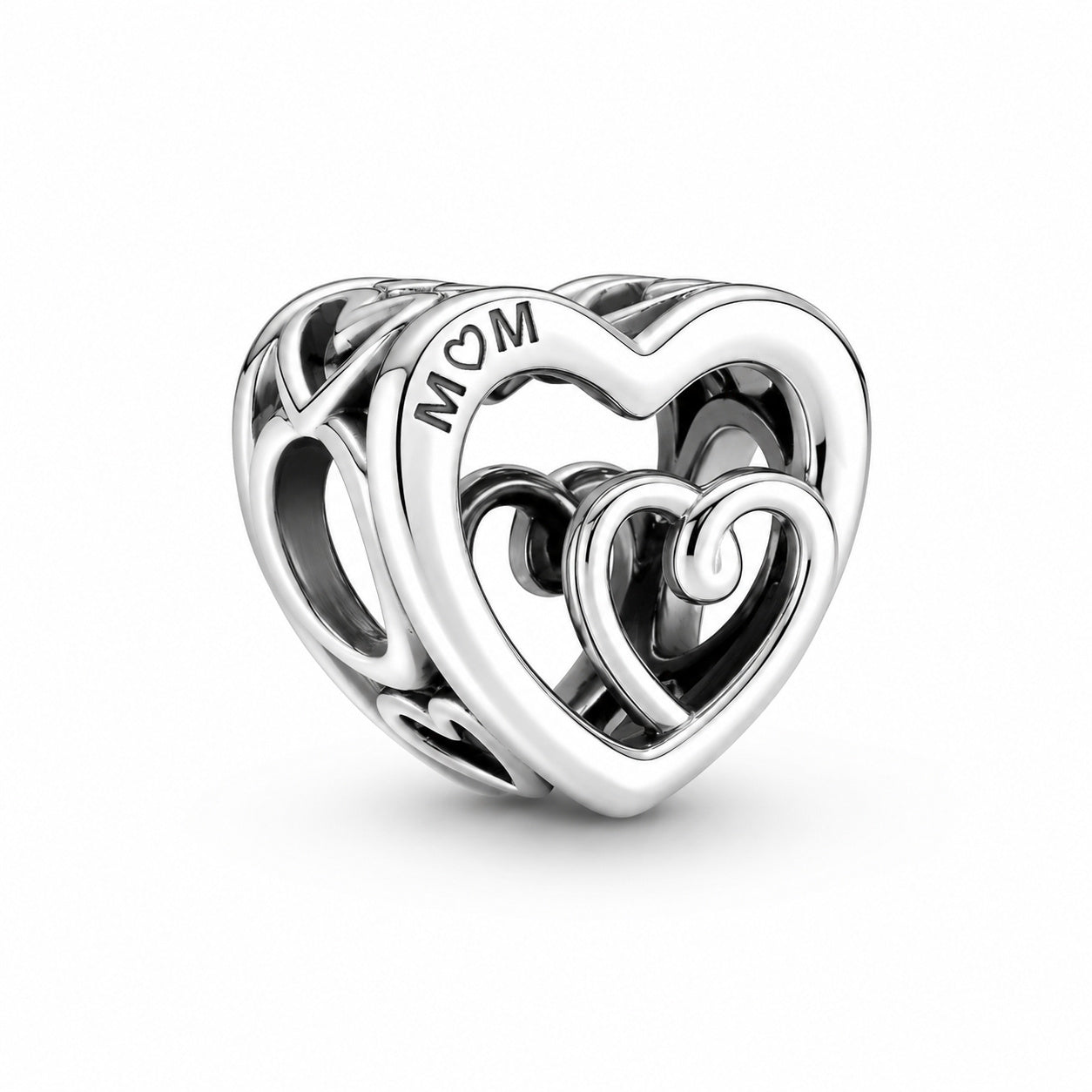 Entwined Infinite Mom Hearts Charm S925 Compatible Sterling Silver Charm