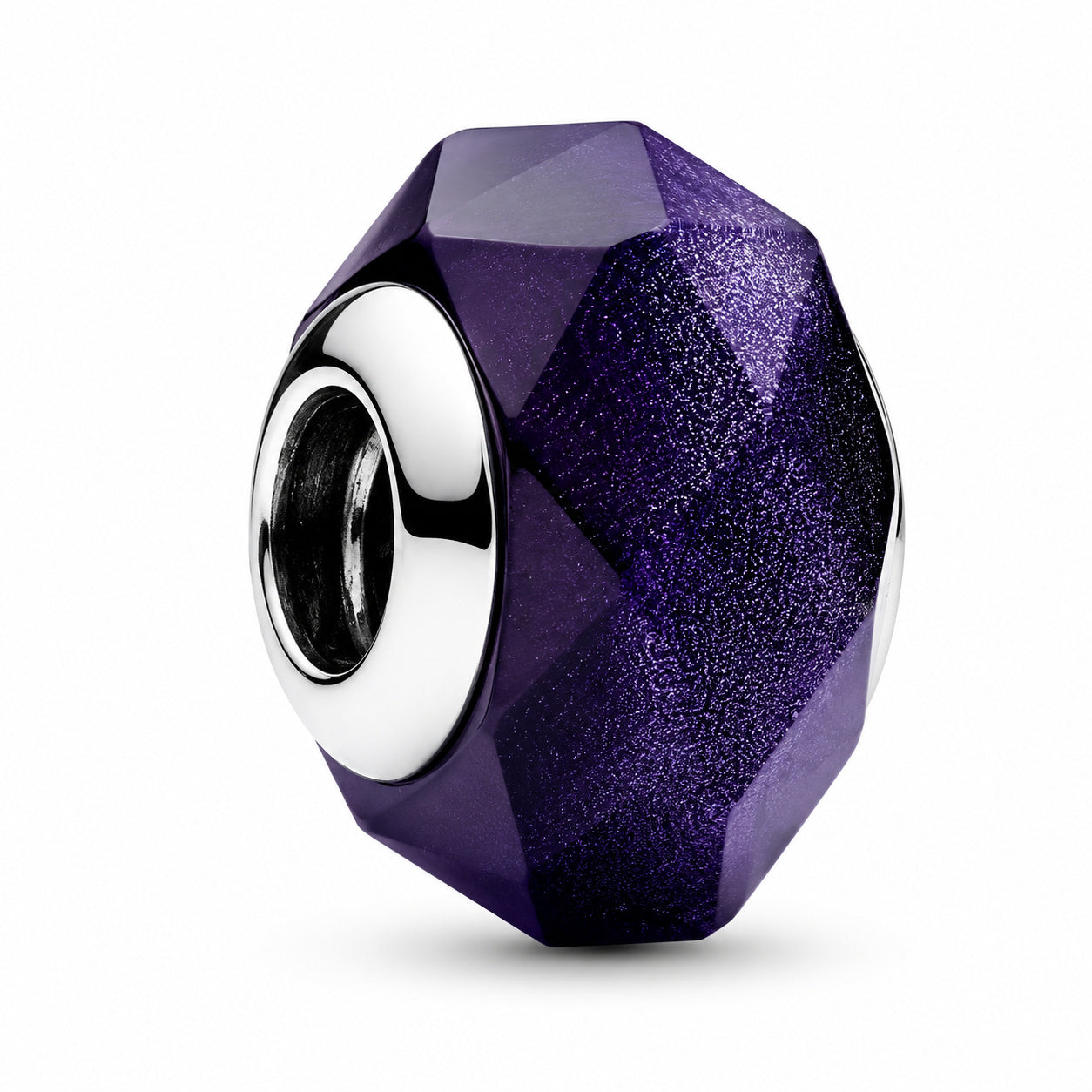Faceted Blue Murano Glass Charm Hallmarked S925 Sterling Silver