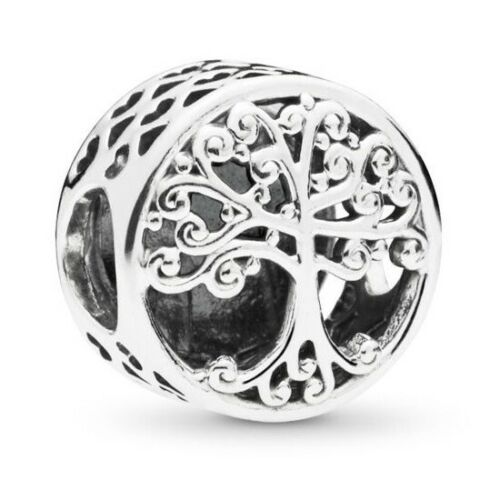 Openwork Family Root Tree Charm Hallmarked S925 Sterling Silver