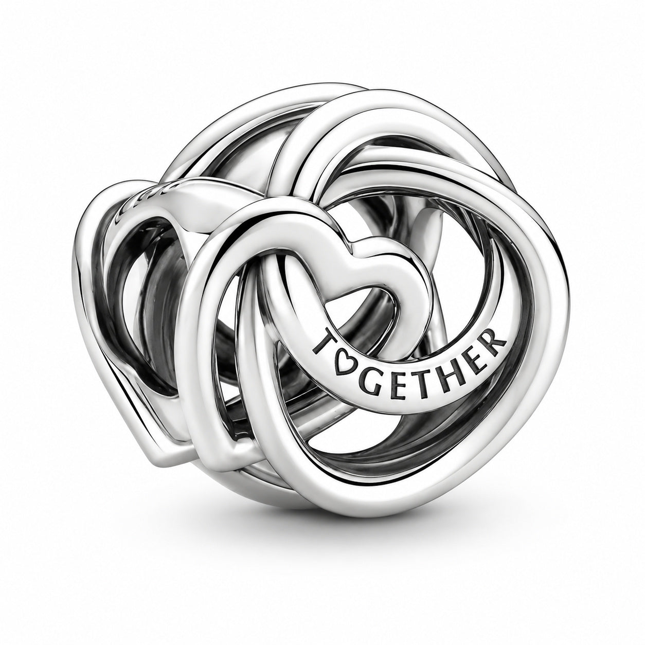 Family Always Encircled Heart Charm Hallmarked S925 Hallmarked Compatible Sterling Silver Charm