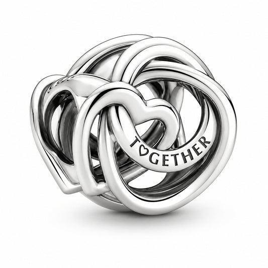 Family Always Encircled Heart Charm Hallmarked S925 Hallmarked Compatible Sterling Silver Charm