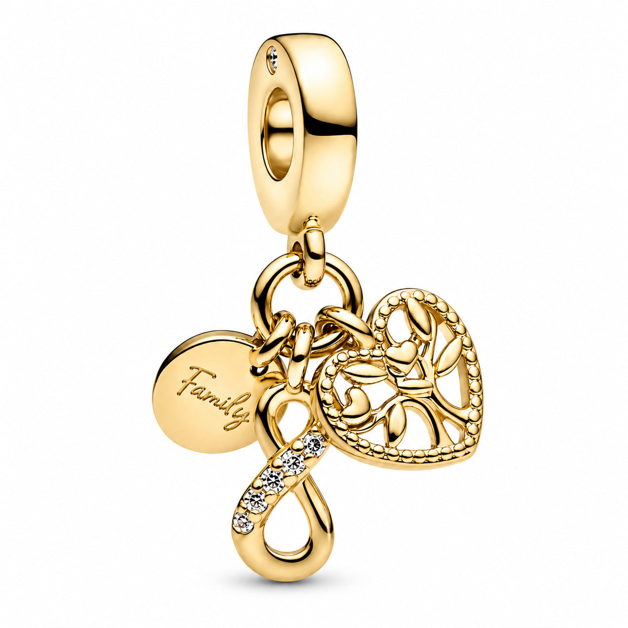 Family Infinity Triple Dangle Charm Hallmarked S925 Sterling Silver
