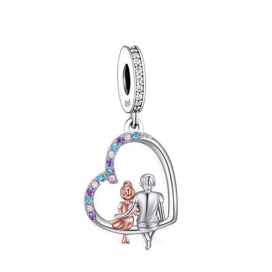 Father Daughter Best Friend Forever Dangle Charm Hallmarked S925 Sterling Silver