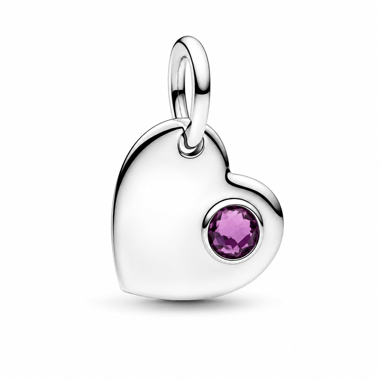 Birthstone Engravable Heart Dangle Charm S925 Sterling Silver
