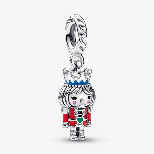 Festive Nutcracker Christmas Dangle Charm Hallmarked S925 Sterling Silver