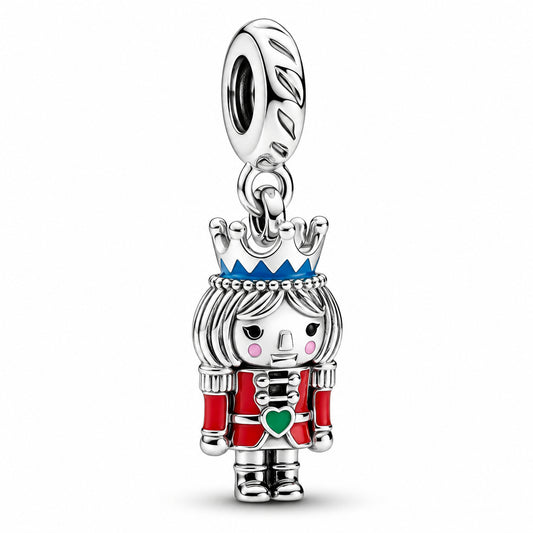 Festive Nutcracker Christmas Dangle Charm Hallmarked S925 Sterling Silver