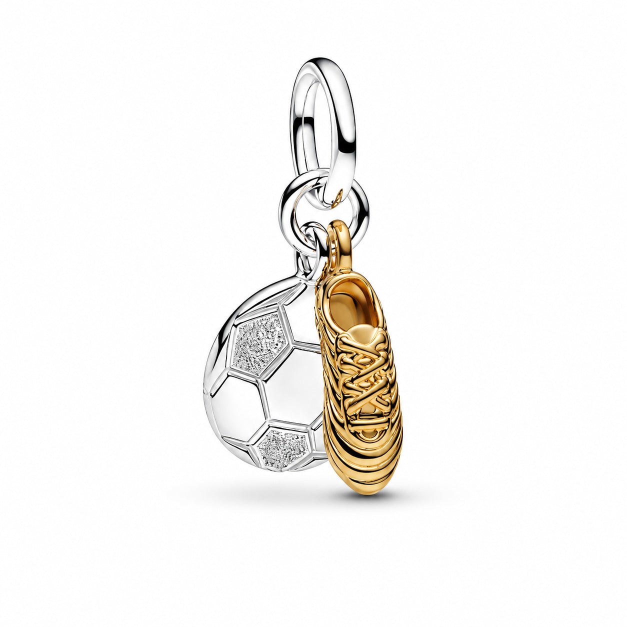 Football Boot Double Dangle Charm Hallmarked S925 Sterling Silver
