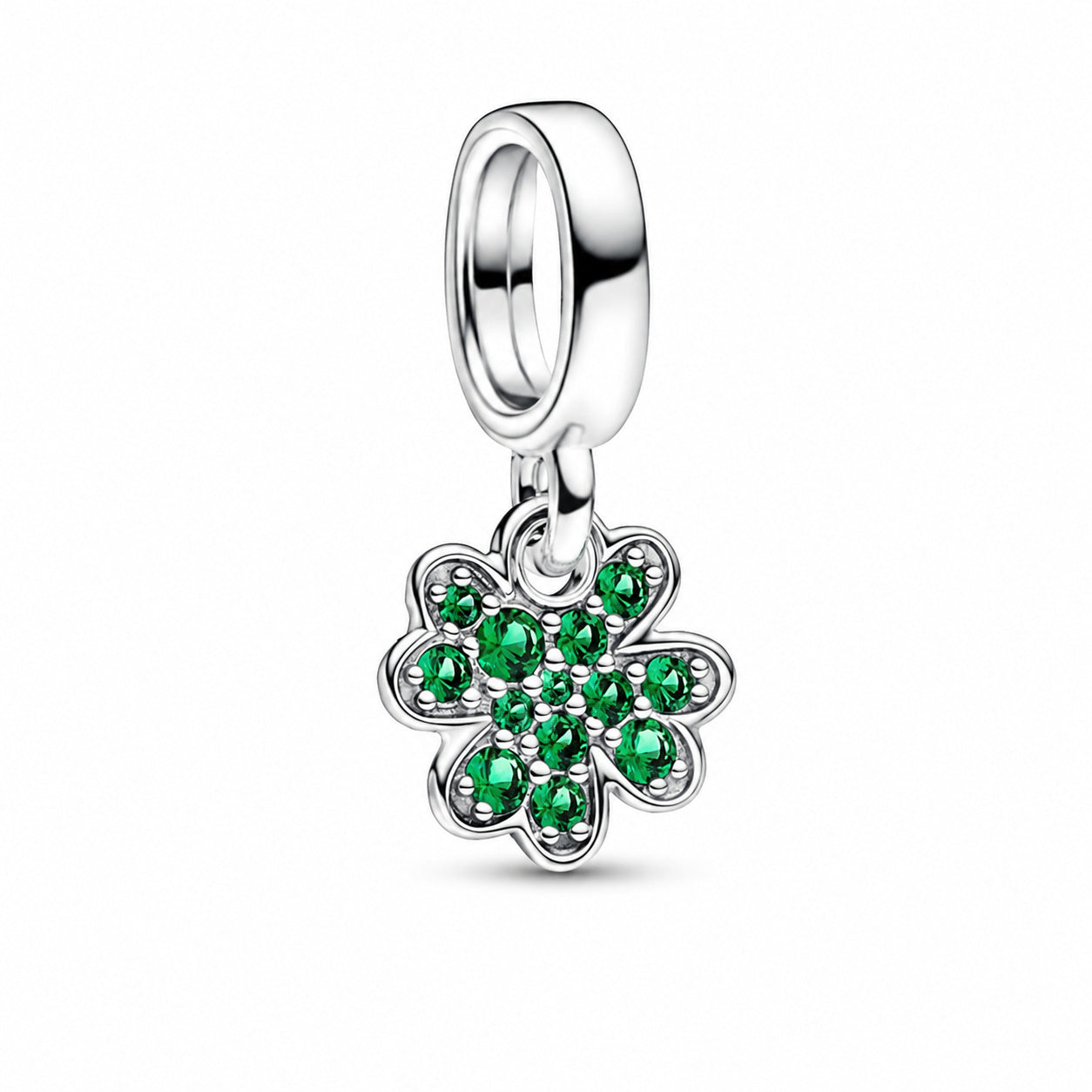 Four Leaf Clover Dangle Charm Hallmarked S925 Sterling Silver