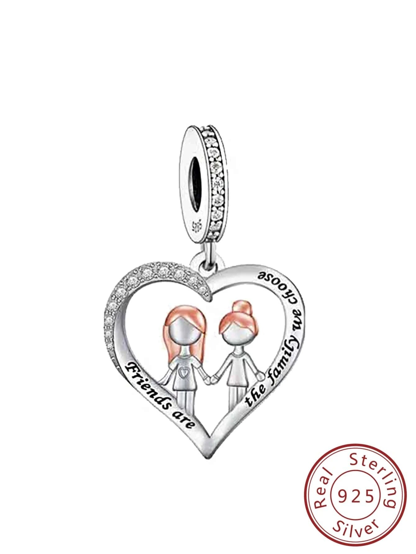 Friends Are The Family You Choose Charm Hallmarked S925 Sterling Silver