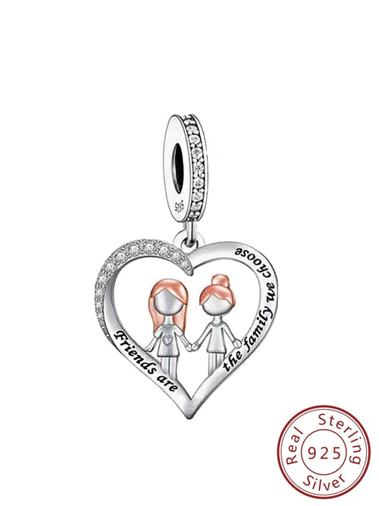 Friends Are The Family You Chose Charm Hallmarked S925 Sterling Silver