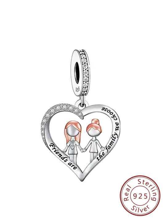 Friends Are The Family You Choose Charm Hallmarked S925 Sterling Silver