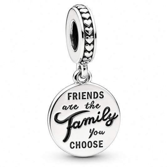 Friends Are Family Dangle Charm S925 Hallmarked Compatible Sterling Silver Charm