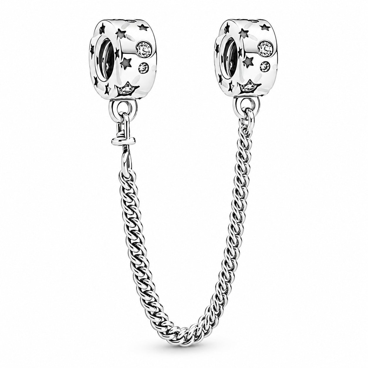 Galaxy Safety Chain Charm Hallmarked S925 Sterling Silver