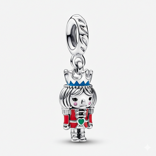 Festive Nutcracker Christmas Dangle Charm Hallmarked S925 Sterling Silver