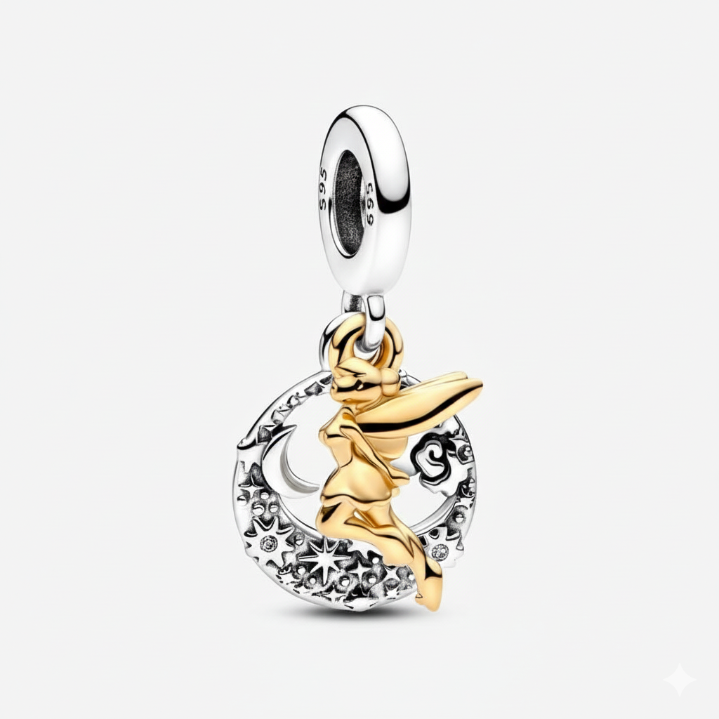 Disney Tinker Bell Celestial Night Dangle Charm Hallmarked S925 Sterling Silver