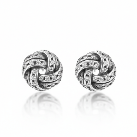 Sparkling love knots Sterling Silver stud Earrings