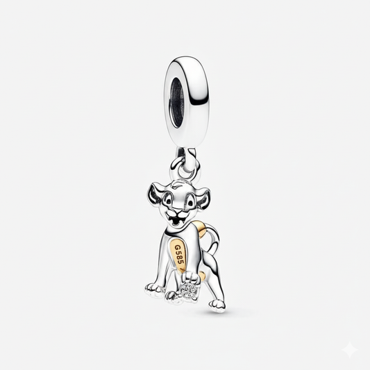 Disney 100th Anniversary The Lion King Simba Dangle Charm Hallmarked S925 Sterling Silver