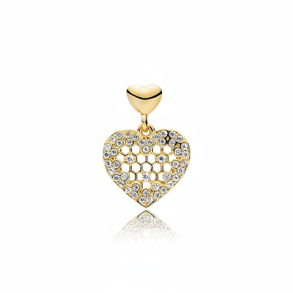 Honeycomb Lace Drop Sterling Silver golden stud Earrings