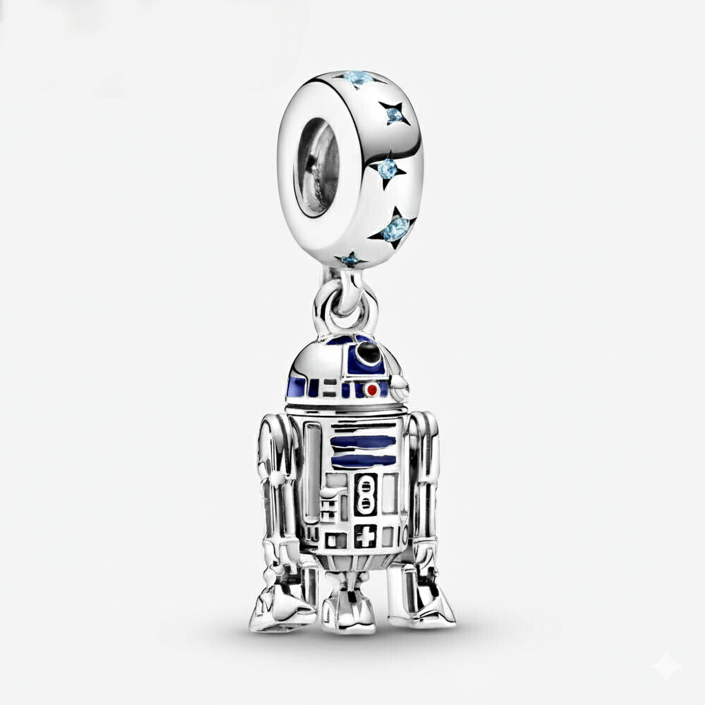 Disney Star Wars R2-D2 Dangle Charm Hallmarked S925 Sterling Silver