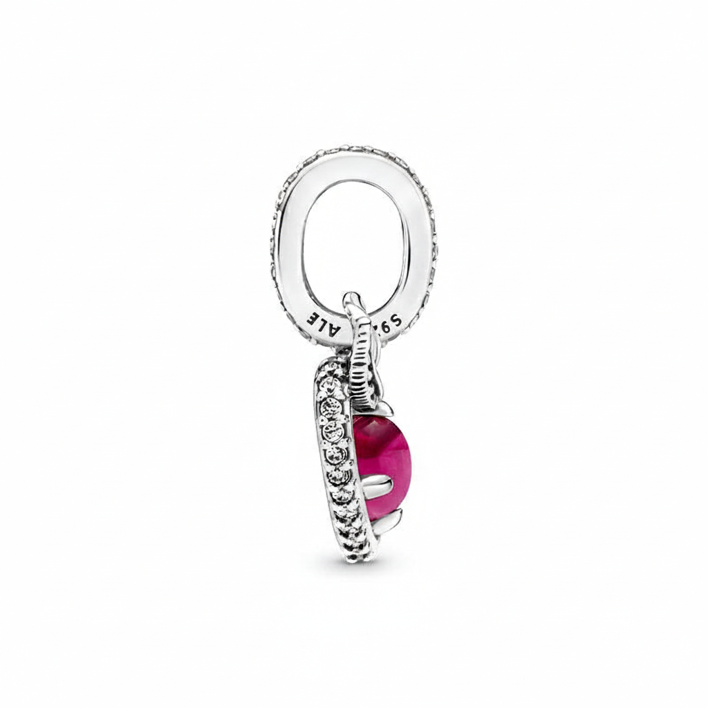 Snow White Apple Dangle Charm Hallmarked S925 Sterling Silver