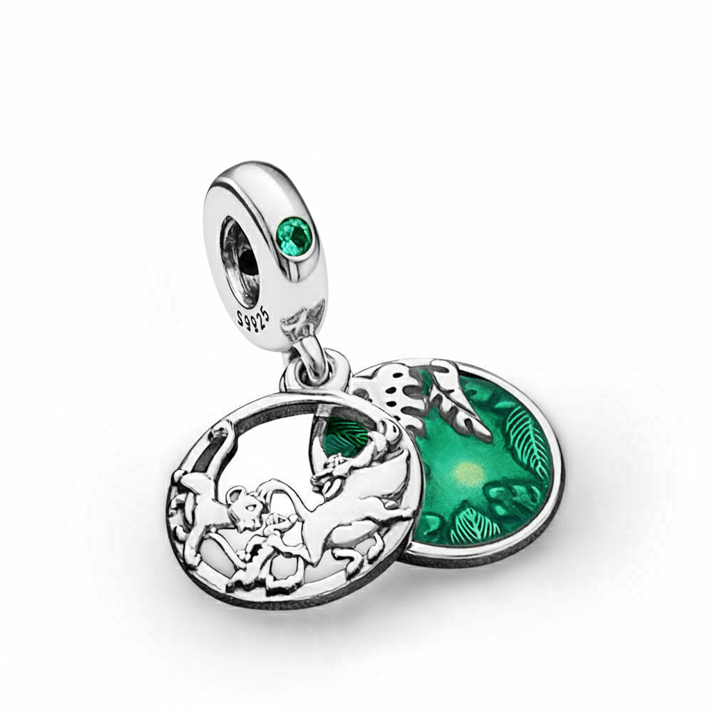 Disney The Lion King Simba, Timon & Pumbaa Charm Hallmarked S925 Hallmarked Compatible Sterling Silver Charm