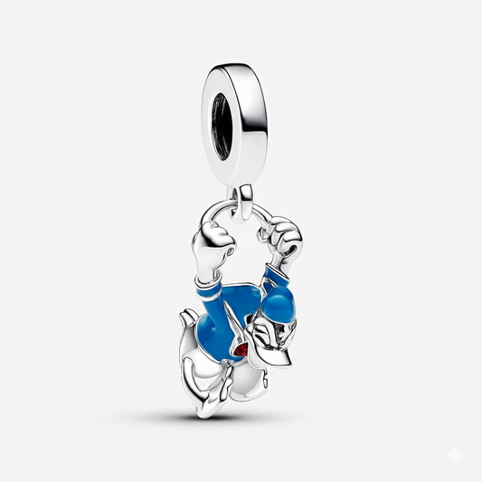 Disney Donald Duck Dangle Charm Hallmarked S925 Sterling Silver