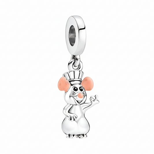 Disney Pixar Remy Mouse Dangle Charm Hallmarked S925 Sterling Silver